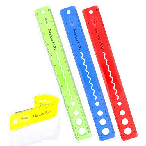 JUMEIGE 4 Packs Colorful Deformable Soft Plastic Ruler, Metric Transparent Flexible Ruler 12 inch,Straight Rulers for Schools, Offices, Families, and Kids, in Centimeters and inches