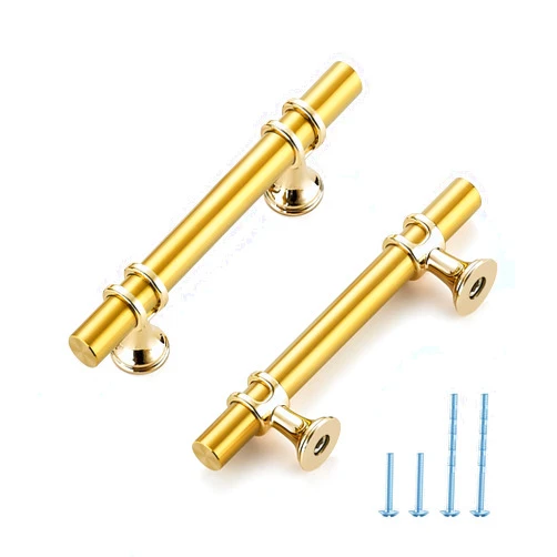 HOME EDIT Brushed Brass Cabinet Handles, 3 Inch Hole Center Modern T-Bar Drawer Pulls, Decorative Hardware for Cabinets, Dressers, and Drawers, 25 Pack