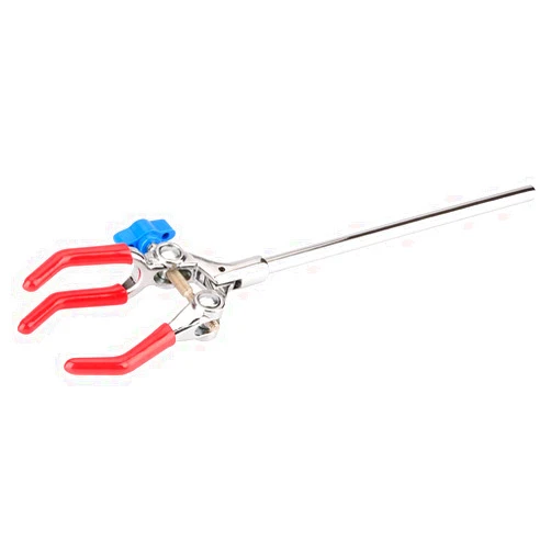 Labasics 3-Prong Swivel Clamp, Sturdy 3 Prong Single Adjust Multipurpose Extension Clamp Finger Style Lab Clamp with 18 cm Rod Universal Lab Accessory for Laboratory