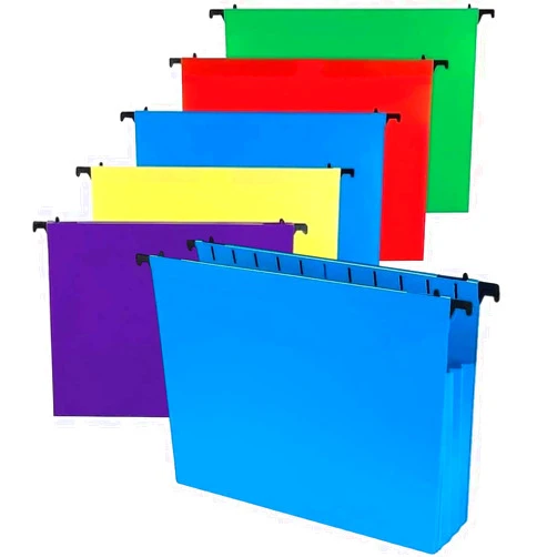 1InTheOffice Poly Expanding Hanging File Folders, Letter Size, Assorted,10/Pack