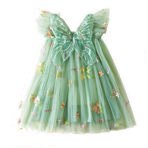 NNJXD Baby Girl Tulle Dress Casual Flower Embroidery Toddler Dresses
