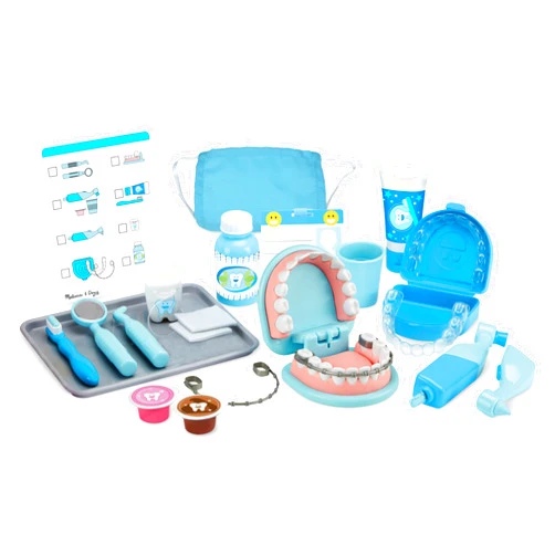 Melissa & Doug Super Smile Dentist Kit With Pretend Play Set of Teeth And Dental Accessories (25 Toy Pieces) - Pretend Dentist Play Set, Dentist Toy, Dentist Kit For Kids Ages 3+
