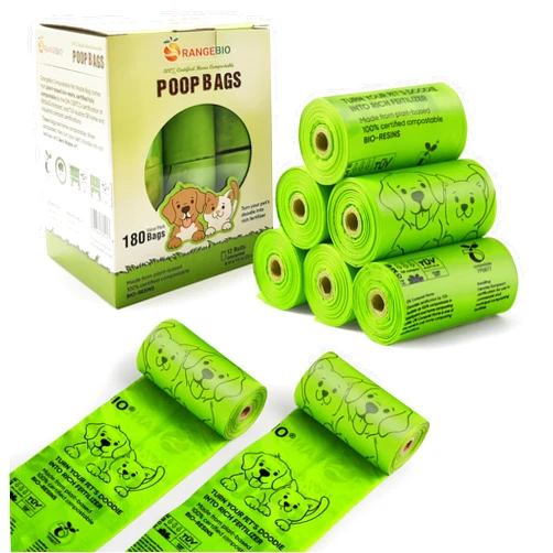 OrangeBio Dog Poop Bags, 100% Certified Home Compostable, 13 x 9 Inches - 180 Count (15 Bags per Roll, 12 Rolls), OK Compost Home
