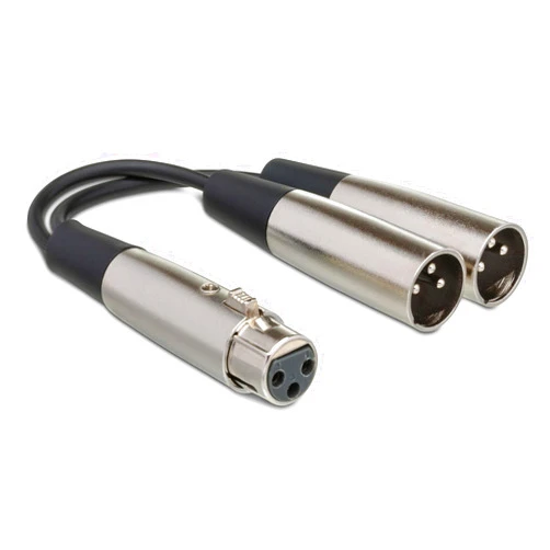 Hosa YXM-101.5 XLR3F to Dual XLR3M Y Cable, 1.5 Feet