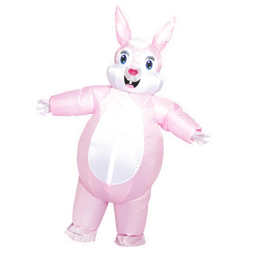 JYZCOS Blow-up Easter Bunny Costume Adult Inflatable Rabbit Costume Barney Full Mascot Halloween Easter (Pink)