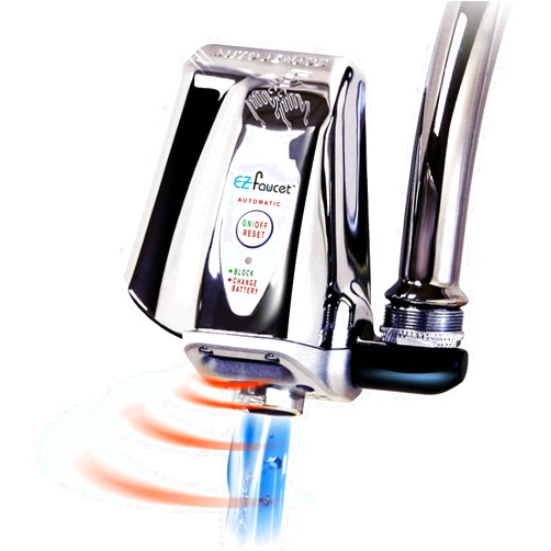 iTouchless EZ PRO Automatic Sensor Faucet Adapter for Bathroom, Kitchen Sink, Also use as Cat Fountain and Pet Water Dispenser, 4 in. H x 4 in. W x 2 in. D, Chrome Silver