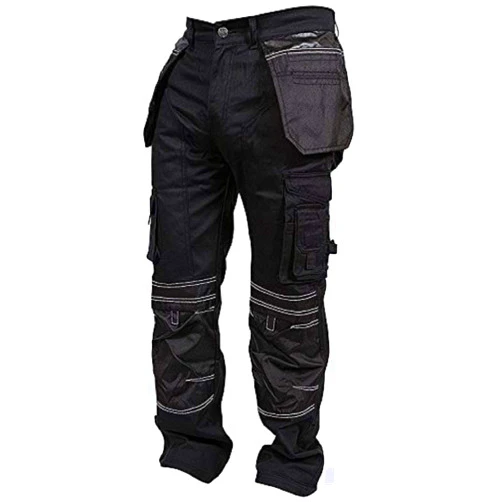 Newfacelook Mens Cargo Pants Khaki Black Grey Cordura Utility Work Safety Trousers Knee Pad Pockets