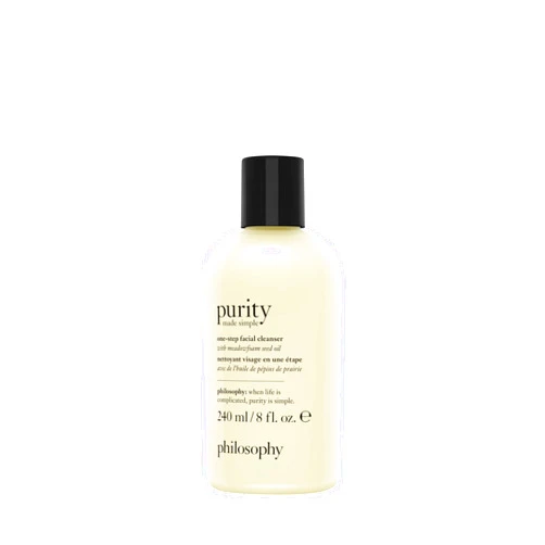 philosophy purity made simple one-step facial cleanser- with meadowfoam seed oil gently cleanses & melts away dirt, oil & stubborn makeup paraben-free face wash