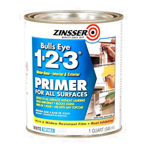 Rust-Oleum ZINSSER 1 qt 02001 White, Bulls Eye 1-2-3 Water-Based Stain Blocking Primer/Sealer, (Pack of 6)