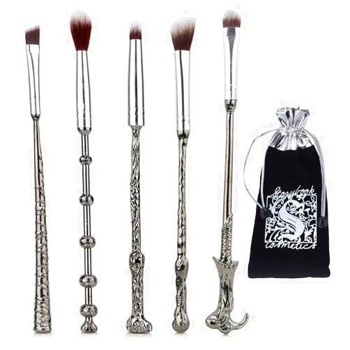 JASSINS 5 Pcs Potter Makeup Brush Set, Wizard Magic Wand Brush for Foundation Eye Shadow Eyeliner Blending Pencil Lip Professional Makeup Tools with A Gift Bag