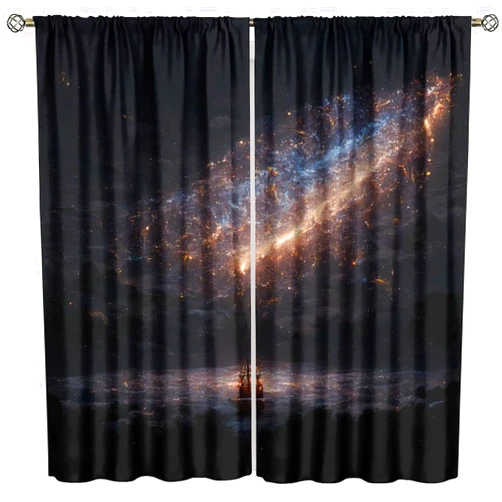 Moderw Nautical Anchor Blackout Curtains, Rustic Ocean Starry Sky Night Decor, Coastal Beach Lighthouse Summer Theme Rod Pocket Window Drapes for Bedroom Living Room 63