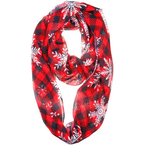 VIVIAN & VINCENT Gift Wrapped Fall Winter Soft Lightweight Holiday Sheer Infinity Christmas Scarf for Women Girls