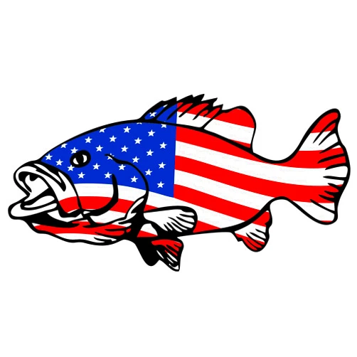 Usa bass Printed american flag bass patriotic fishing vinyl decal sticker for any smooth surface indoor or outdoor use. (14