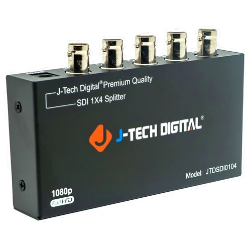 J-Tech Digital SDI Splitter | 1 Input, 4 Outputs | Supports 1320ft. | Compatible with SD, HD, 3G-SDI for Cameras, Monitors