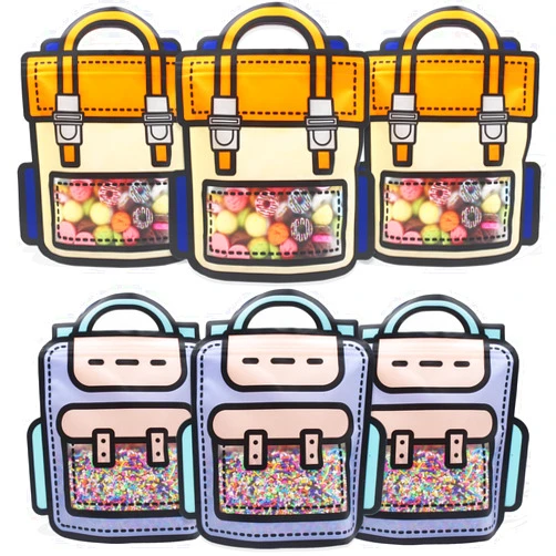 KTBANBANNEY 30 Pack Cartoon Backpack Goodie Bags Clear Gift Candy Bags with Handle Small Plastic Ziplock Seal Bags Smell Proof Resealable Packaging Storage Bags Candy Bag Party Favor Kids Birthday Bags(Mixcolor)