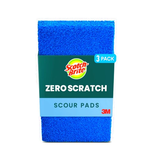 Scotch-Brite® Zero Scratch Scour Pad, 3 Scrubbing Pads, Non-Scratch Scouring Pads for Kitchen and Dish Cleaning