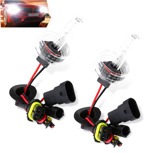 Fluher Pack-2 Car 9005 HID Xenon Bulb, IP67 Waterproof 35W 3200LM Super Bright HID High Low Beam Bulb with Stents Base, 6000K 30000H Plug and Play Light Bulb Replacement, Unviersal for Cars (White)