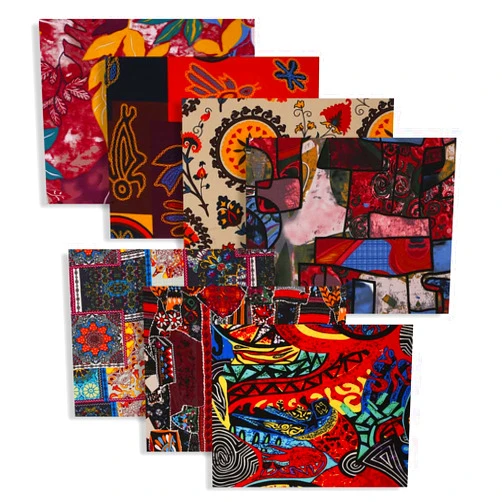 Geluode Indian Fabric,7 PCS Ethnic Cotton Linen Fabric,50 x 40cm/ 20 x 16 Inches Vintage Fat Quarters Fabric Bundles Sewing Fabric Squares for Quilting Sewing Patchwork Clothes DIY Crafts Home Decor