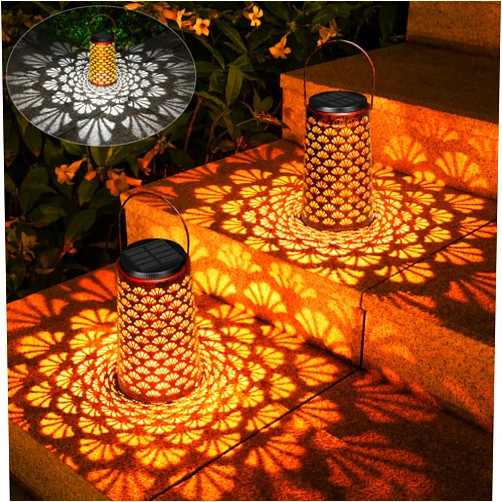 JSOT Solar Lanterns Outdoor Waterproof, 2 Pack Hanging Yard Decor Outdoor Lights for Metal Backyard Porch Patio Table Balcony Lawn Pathway Tree 2 Modes Warm/Cool White