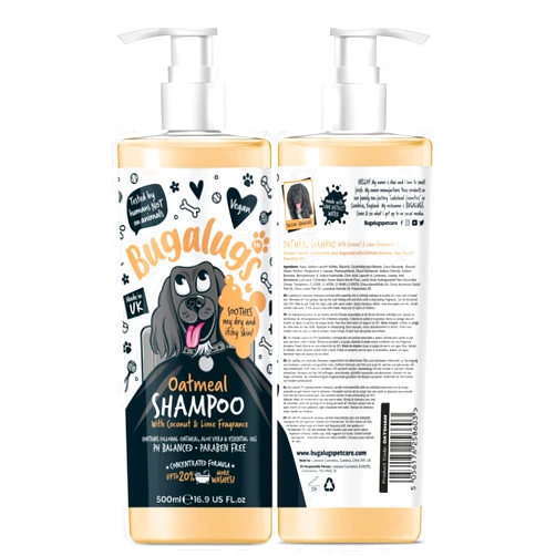 BUGALUGS Oatmeal & Aloe Vera Dog Shampoo Dog Grooming Shampoo Products for Smelly Dogs with Fragrance, Oatmeal Puppy Shampoo, Professional Vegan pet Shampoo & Conditioner