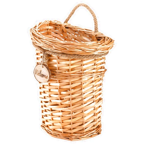 Hiceeden Wicker Hanging Wall Basket, Woven Front Door Flower Basket, Flat Hanging Storage Basket Wall Decor for Home, Garden, Pantry, Farmhouse
