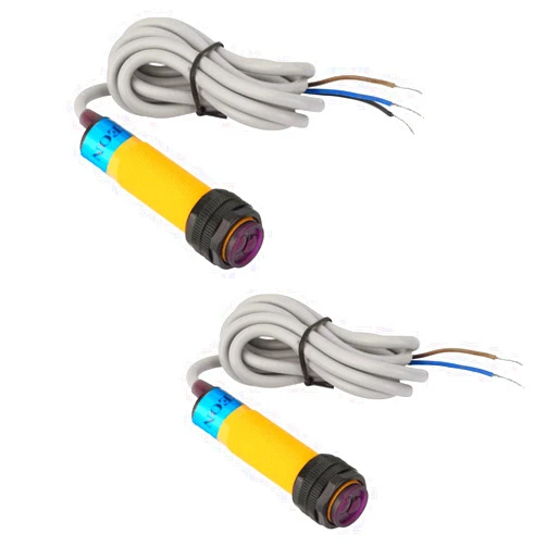 BOJKEON 1 Pair E3F-5DN1-5L Photoelectric Sensor Switch Proximity Switch, M18 Through-Beam Reflection Optical Photoelectric Switch Sensor,6-36VDC NPN NO Proximity Switch Inductive Distance 5M