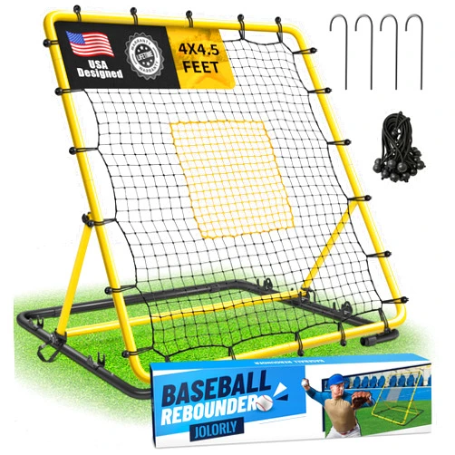JOLORLY Heavy Duty Baseball Rebounder Net Fielding Trainer Pro Softball Pitch Back Bounce Pitchback for Ground, Line Drive, Fly Ball Return Settings