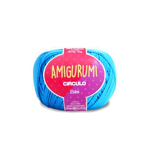 CÍRCULO Circulo Amigurumi Cotton Yarn - 100% Mercerized Brazilian Virgin Cotton for Crocheting and Knitting - Soft, Sport Weight, Blue Art - 4.4 oz, 278 yds - Color 2194 Turquoise