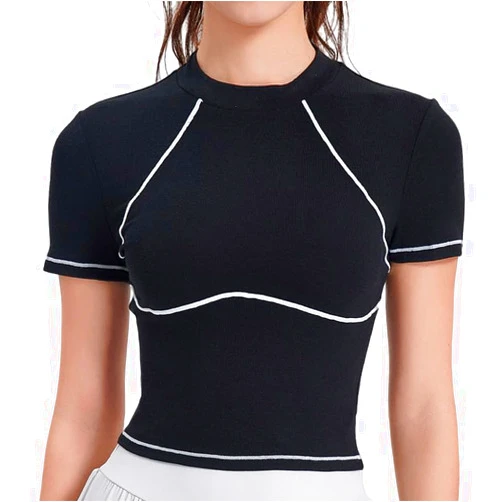 Vanoluya Women's T Shirts Short Sleeve Scoop Neck Trendy Workout Basic Going Out Tops Slim Fit Summer Basics Shirts