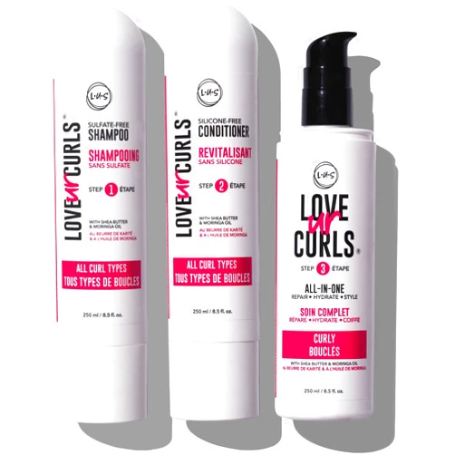 Love Ur Curls LUS (Love Ur Self) 3-Step System Shampoo and Conditioner Set with All-in-One Styler for Curly Hair Nongreasy & Moisturizing - 8.5oz each