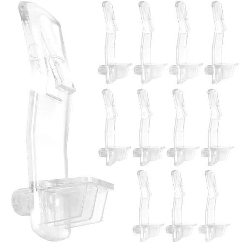 LUORNG Shelf Support Peg LUORNG 20PCS Clear Plastic Locking Shelf Support Pin Clips, Cabinet Shelf Pins for 1/4inch Diameter Hole and 25/32inch Shelf,Self-Locking Bracket Clips