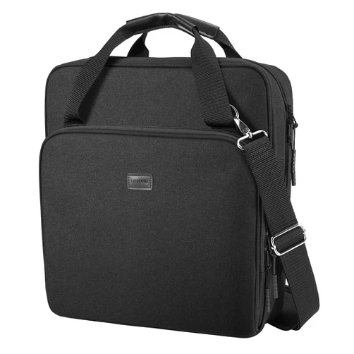 Losong 3 Ring Zipper Binder 2 Inch with Shoulder Strap 500 Sheet Capacity & Multi-Pockets for School and Office Binder Organizer, Compatible with 13-Inch MacBook/Tablet (Patent Design Black)