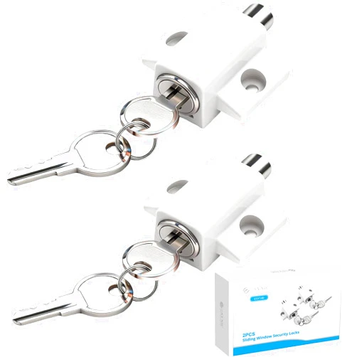 eSynic 2-Pack Heavy Duty Sliding Door & Window Locks with Keys - Universal Fit Zinc Alloy Security Lock for Patio/French Doors, Dual Installation (Punch/Non-Punch) - Weatherproof Home Safety Set