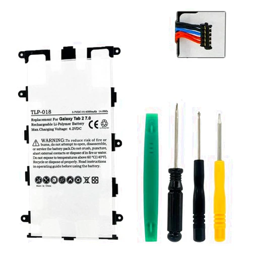 Samsung Galaxy Tab 2 7.0 Tablet Battery TLP-018 Li-Pol Battery - Rechargable Ultra High Capacity (Li-Pol 3.7V 4000 mAh) - Replacement For Samsung SP4960C3/B Battery - Installation Tools Included