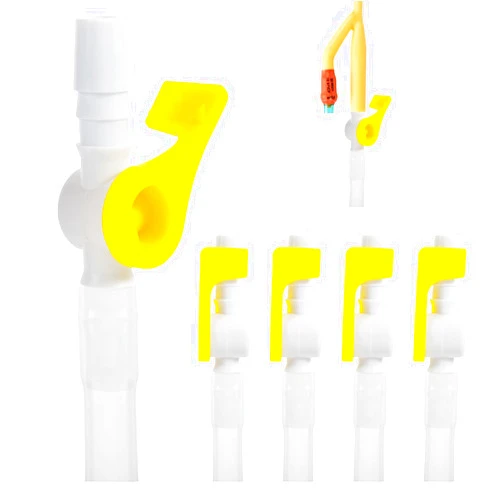 JDVBDNK 5 Packs Catheter Valve, Urine Drainage Catheter Valves, Comfortable Soft Silicone Extension Tubing Easy to Use Lever Tap with Smooth Edges Catheter Supplies Attaches to Leg Bags