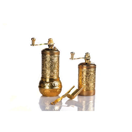 MOOGCO Grinder Set - Herb Grinder - Pepper Grinder Mill - Pepper Mill - Spice Grinder - Pepper Mill Grinder with Crank Handle - Spice Grinder Manual (Gold)