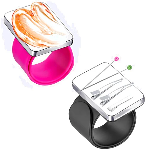 Rabetly Extension Size Magnetic Pin Holder Wrist Band, 2 Pieces Silicone Wrist Magnetic Wristband for Braiding Gel, Pin Cushion Holder Bracelet for Quilting Sewing & Hairstylists (One Szie Fit Mosts)