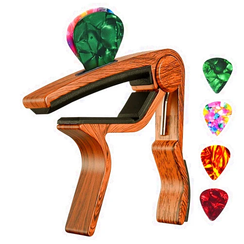 Sound harbor Guitar Capo, with Pick Holder Capo and Pick for Acoustic Electric Guitar,Ukulele