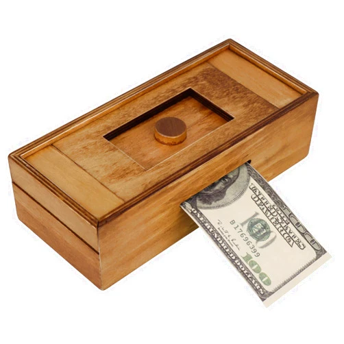 Blovec Wooden Cash Puzzle Box with Secret Compartments, Surprise Holder Money Puzzle Boxes Challenging Puzzle Brain Teasers for Adults