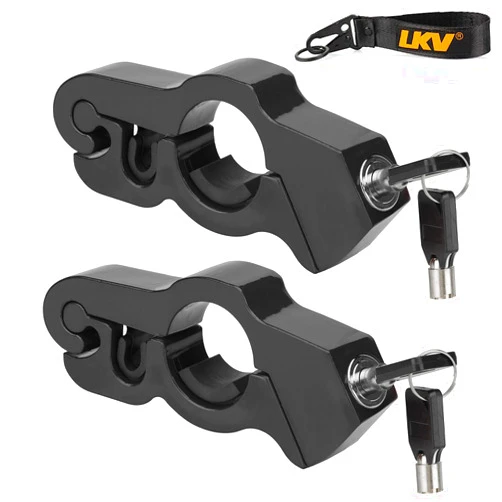 LKV Motorcycle Handlebar Lock Anti-Theft Brake Grip Throttle Lock Black Adjustable Universal for Bike Scooter Mopeds ATV 2 Pack