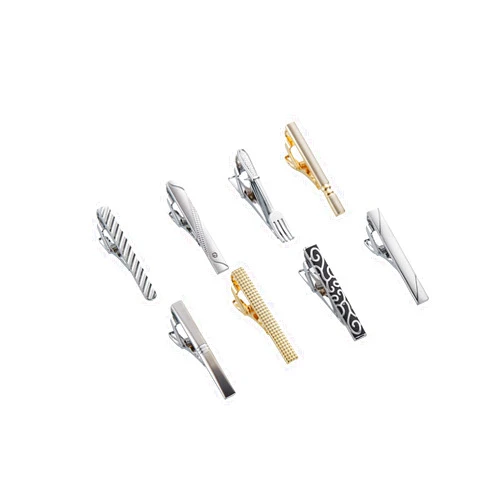 EvmAsaLQ 8Pcs Men's Short Tie Clips for Men，Black,Gold, Silver, Tie Clips are Beautiful Gift for Father Husband Brothers, Tie Bars for Men Suitable for Wedding Birthday Business and Holiday Parties