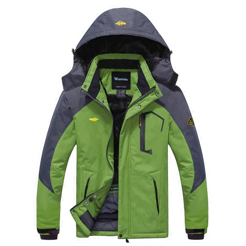 wantdo Men's Mountain Waterproof Ski Jacket Windproof Rain Jacket Winter Warm Hooded Coat