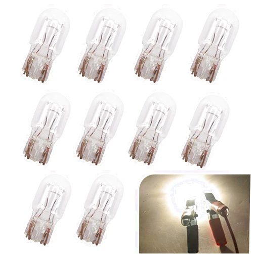 Dawfall Pack-10 Car T20 1891/7443 Dual Wire Brake Bulbs, 12V 21/5W Ultra-bright Turn Signal Tail Lights, DRL Indicator Micro Bulbs Replacement, Universal Lighting Accessories for Cars (White)