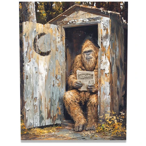 Apple Creek Outhouse - Bigfoot Poster Sasquatch Decor Bigfoot Artwork Sasquatch Poster Bigfoot Gifts Sasquatch gifts for Men Sasquatch Wall Art (11x14 Inches Unframed)