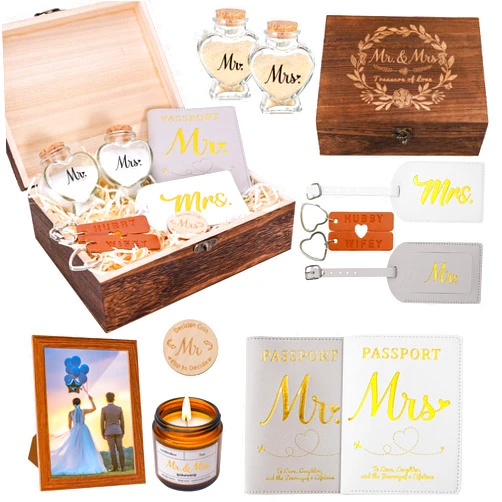MGparty Wedding Gifts for Bride and Groom, Engagement Gifts for Couples, Mr and Mrs Anniversary Honeymoon Holiday Travel Gifts