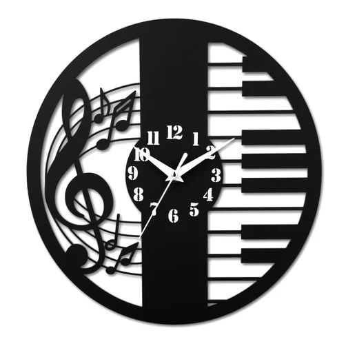 CIGERA 12 Inch Music Wall Clocks with Musical Note and Piano Key Dial, Silent Clock Movement and Battery Operated, Great Decor and Nice Gifts for Music Lovers