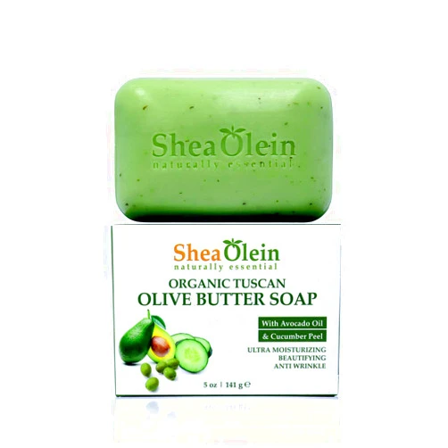 SheaOlein Naturally Essential Shea Olein Organic Tuscan Olive Butter Soap w/Avocado Oil & Cucumber Peel Soap 5 Ounce