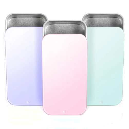 SynHHergyx Metal Tin Box, 3 Pcs 2.36×1.33×0.4 Inch Slide Top Small Tin Box Rectangular Empty Containers with Lids Portable Mini Boxes for Candies Jewelry Crafts Lip Balm Cosmetic (3 Colors)
