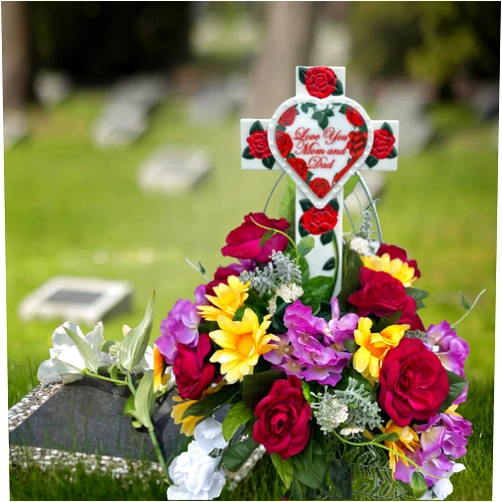FireGlo By Renosky Fire Glo Glow-in-The-Dark Memorial Cross - Love You Mom and Dad (Red)