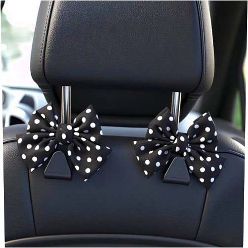 That one XZHJJF 2-Pack Car Purse Hooks for Hanging Purses and Bags, Cute Bow car seat headrest Hooks for Hanging car Purse Hooks. (Black Wave Point)